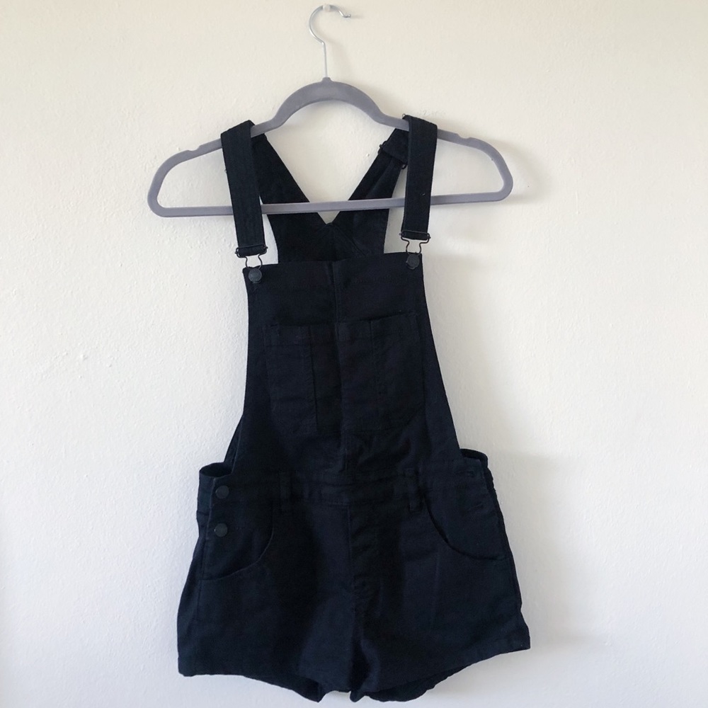 Pacsun Black Denim Overall Shorts Shortalls